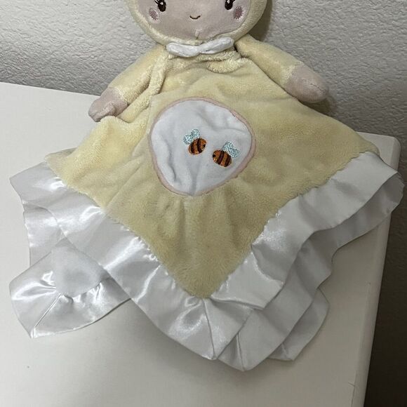 Douglas Baby Lil' Snugglers Security Blanket Yellow Doll Bear Bees Lovey Satin - Picture 4 of 12
